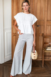 Dolman Peplum Top - Ivory Linen