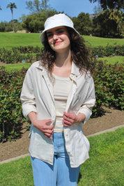 Linen Button Up Top - Sand