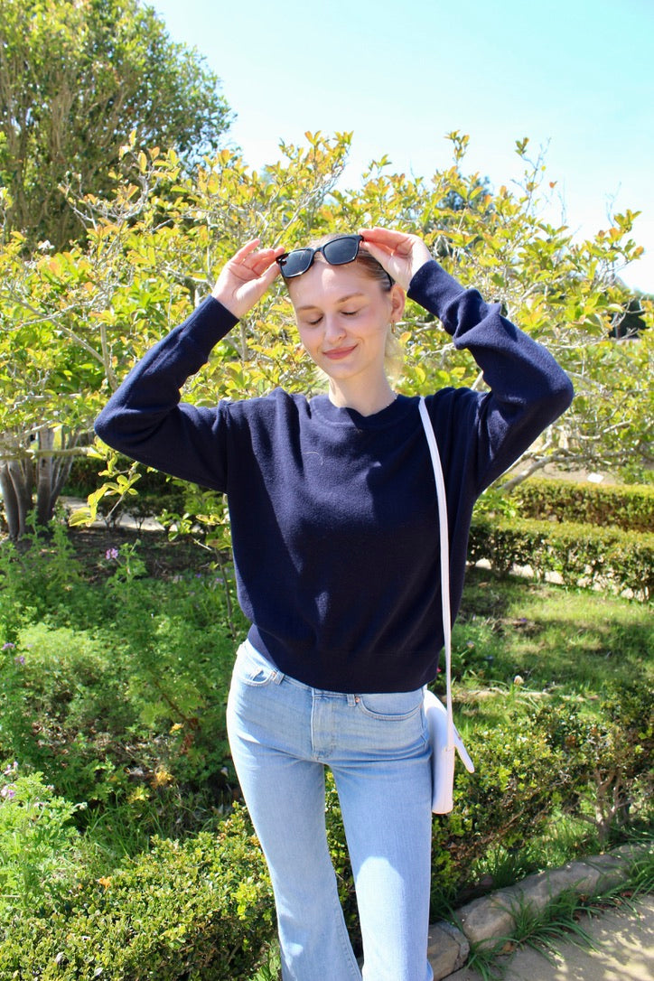 Luxe Cotton Sweater - Ocean Blue
