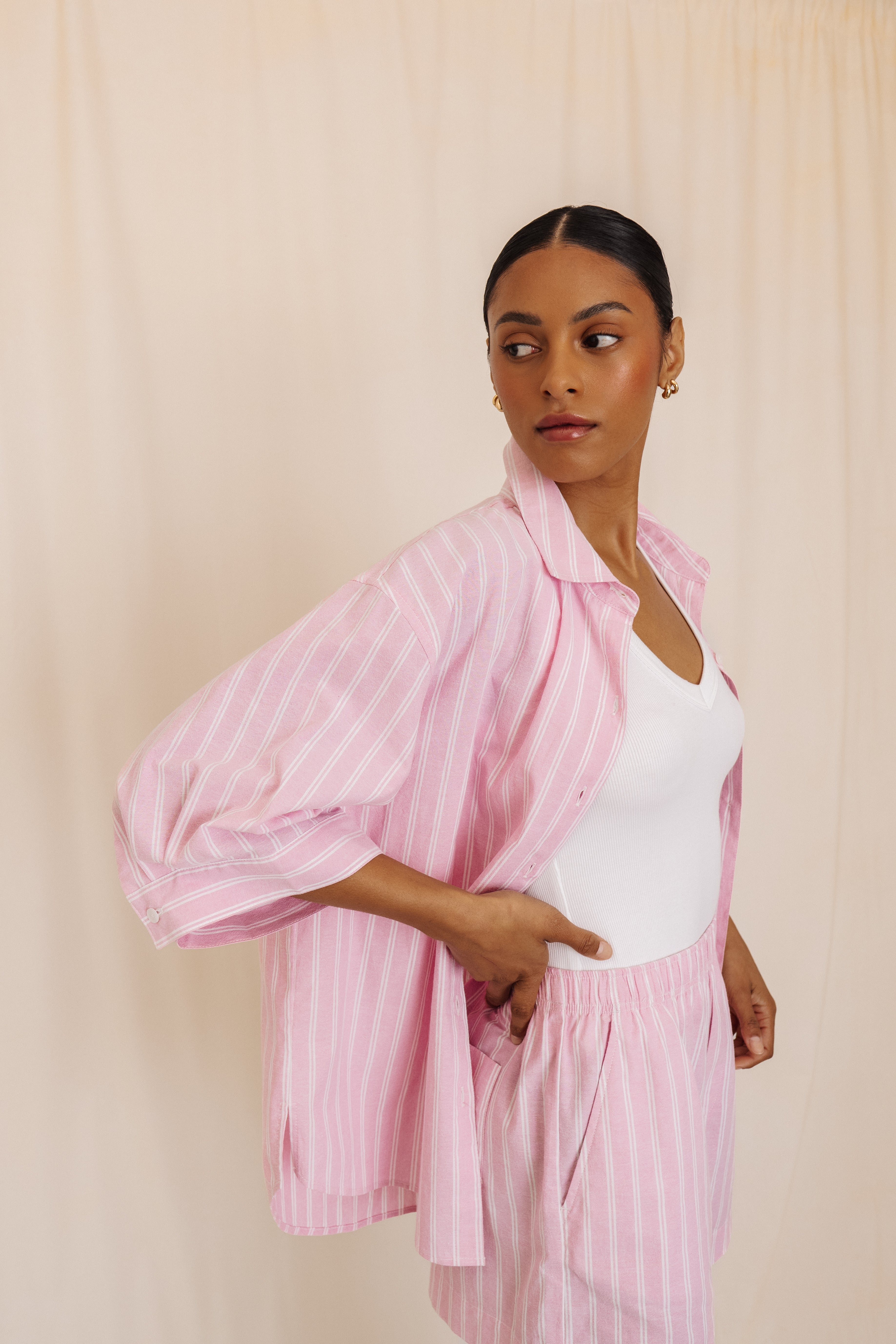 Blaire Top - Carnation Stripe
