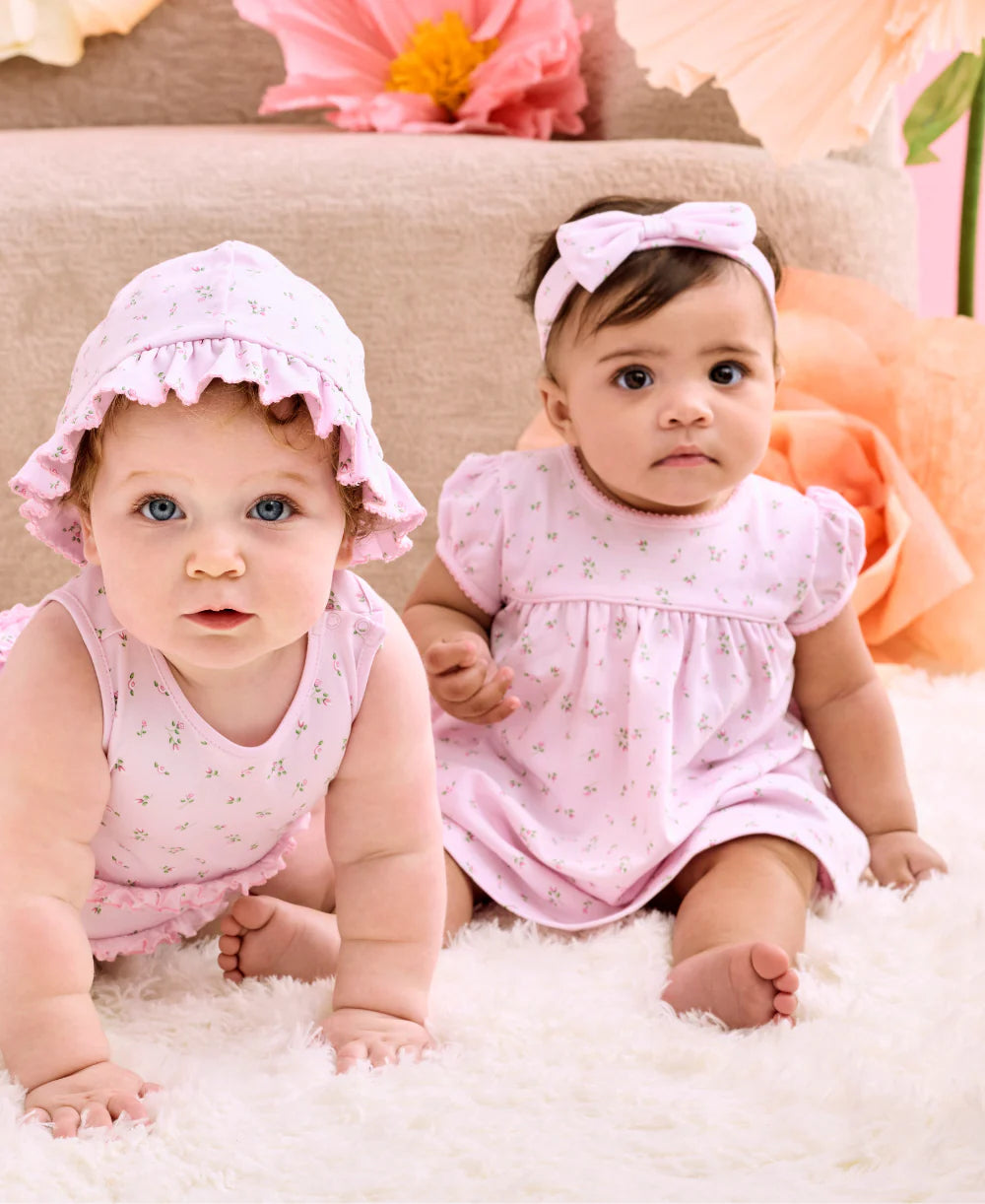 Garden Roses Print Dress W/Diaper Cover - Pink