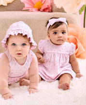 Garden Roses Print Dress W/Diaper Cover - Pink