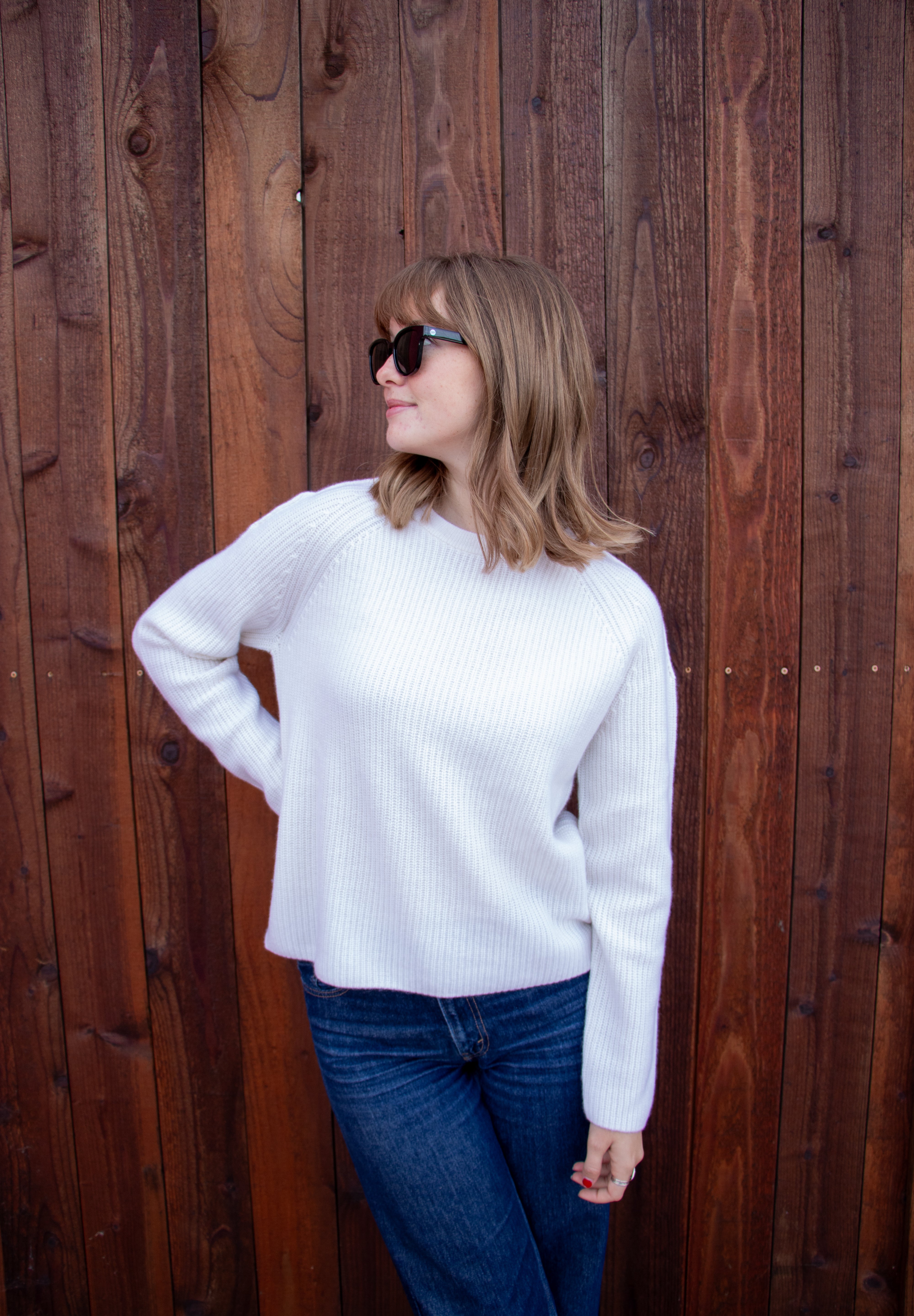 Cashmere Rib Pullover - Coconut