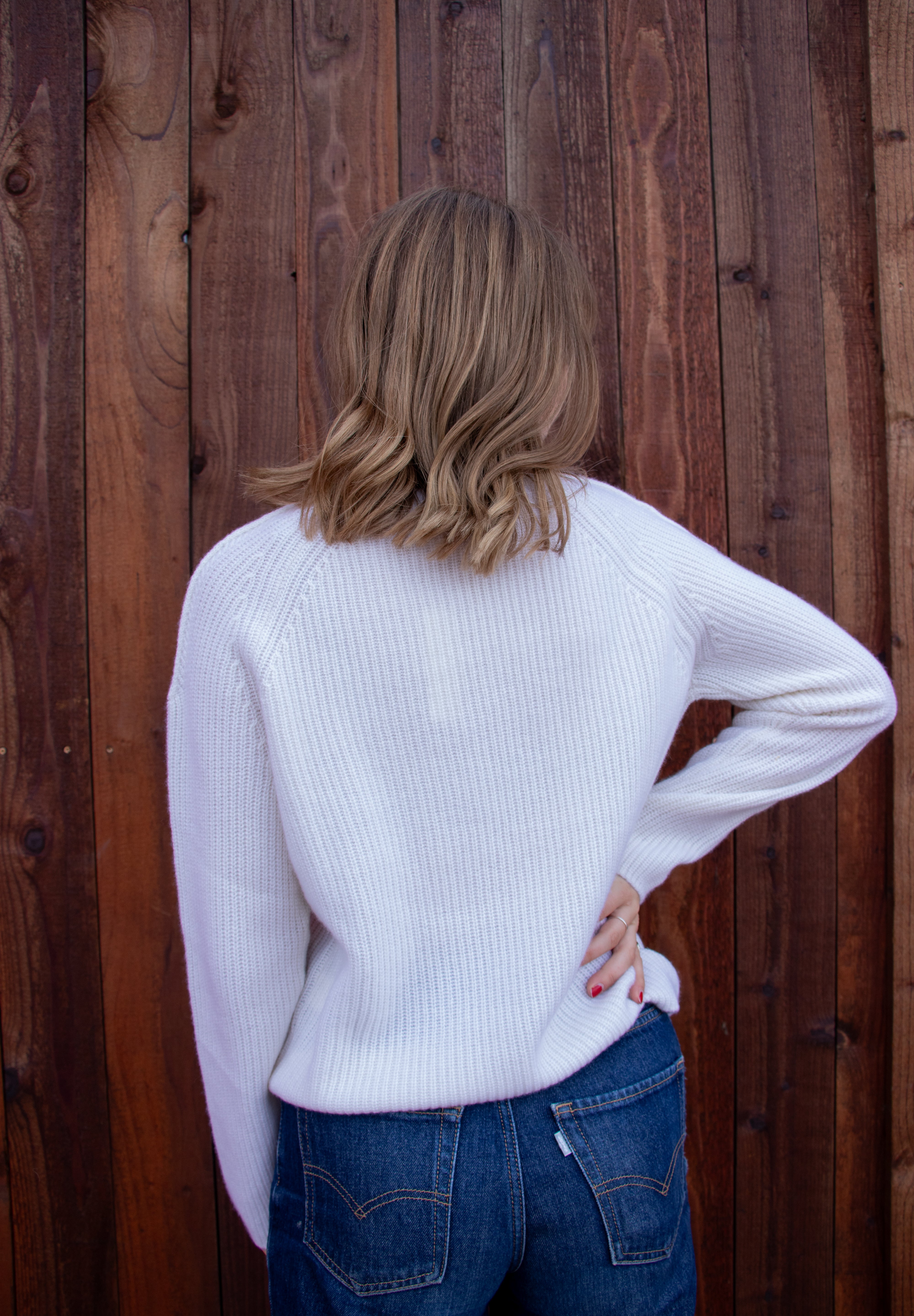 Cashmere Rib Pullover - Coconut