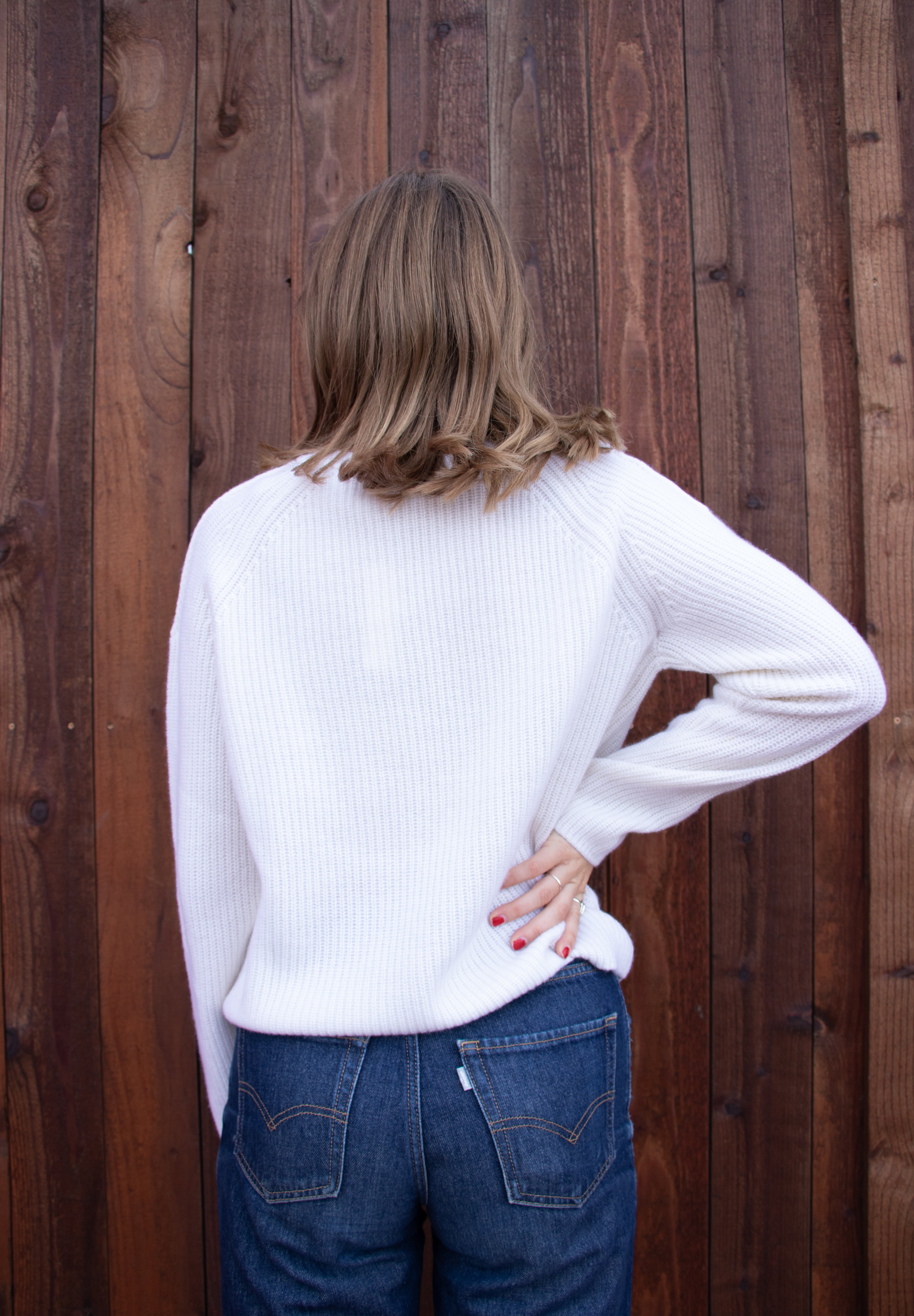 Cashmere Rib Pullover - Coconut