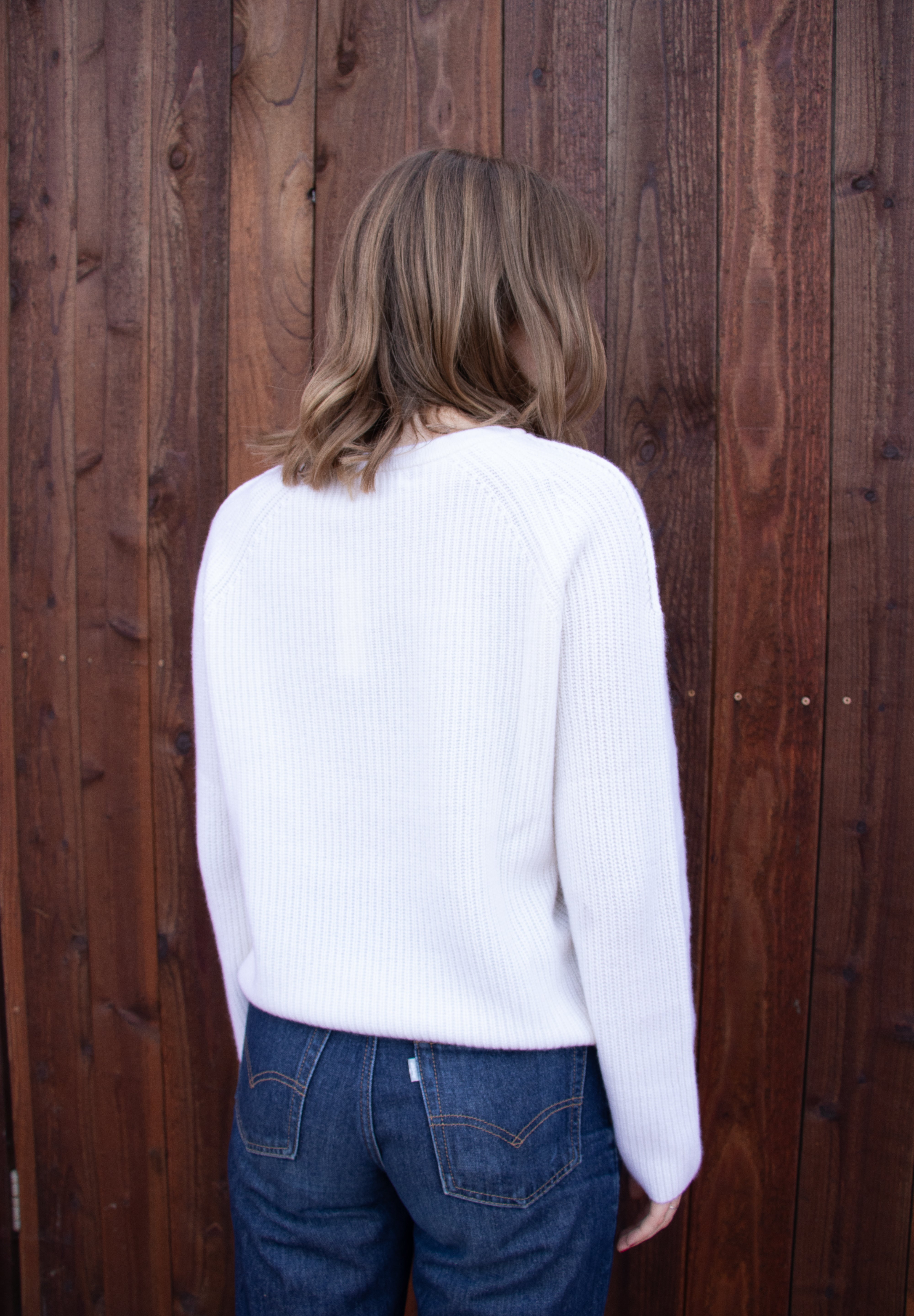 Cashmere Rib Pullover - Coconut