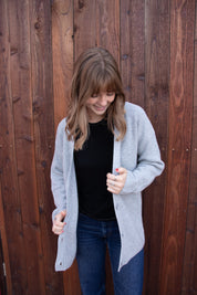 Cashmere Rib Cardigan - Heather Grey