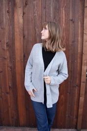 Cashmere Rib Cardigan - Heather Grey