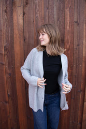 Cashmere Rib Cardigan - Heather Grey