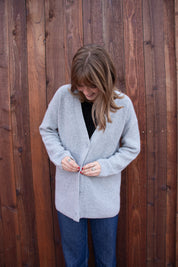 Cashmere Rib Cardigan - Heather Grey