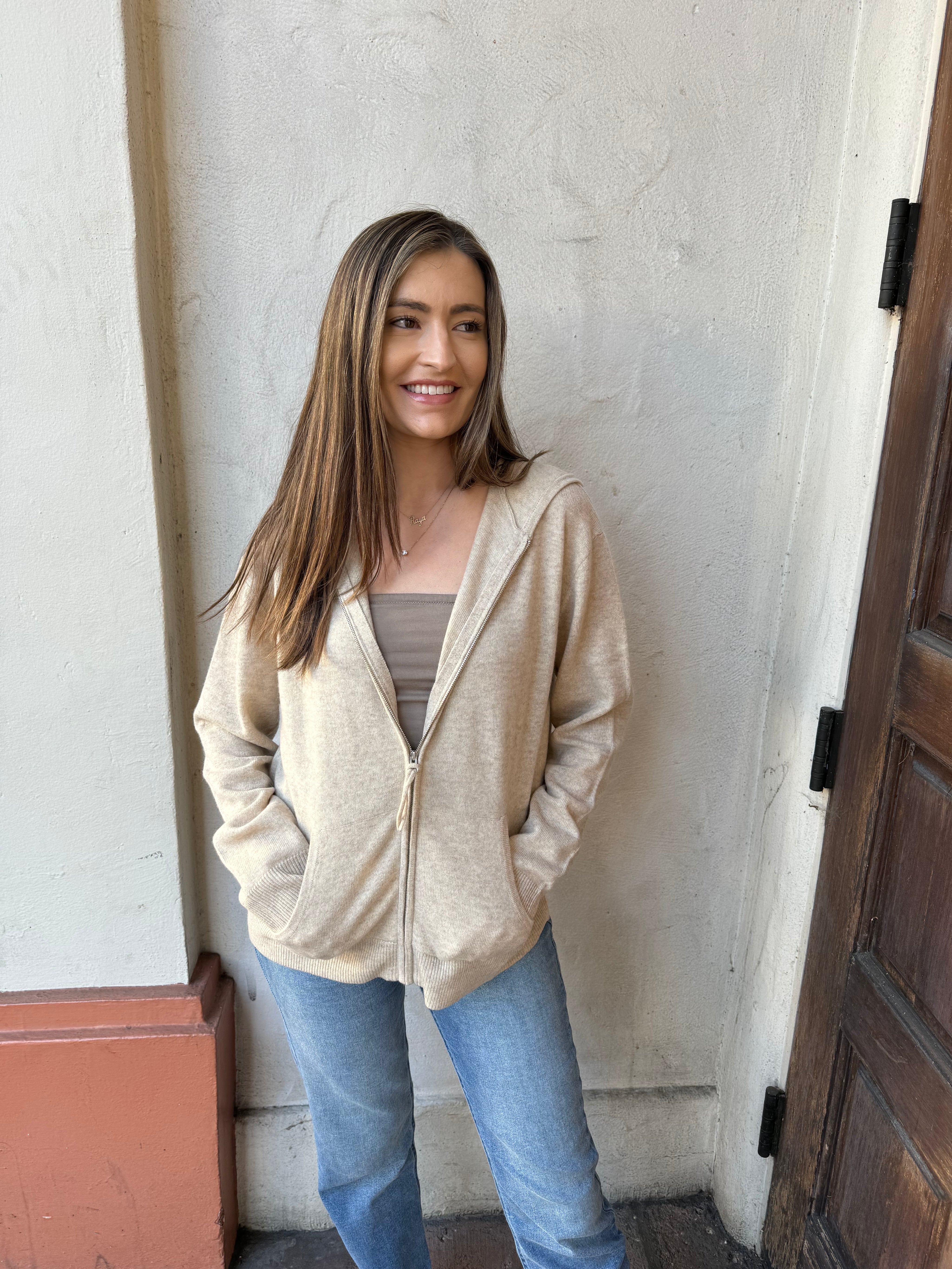 Softest Cashmere Zip-hoodie - Sand