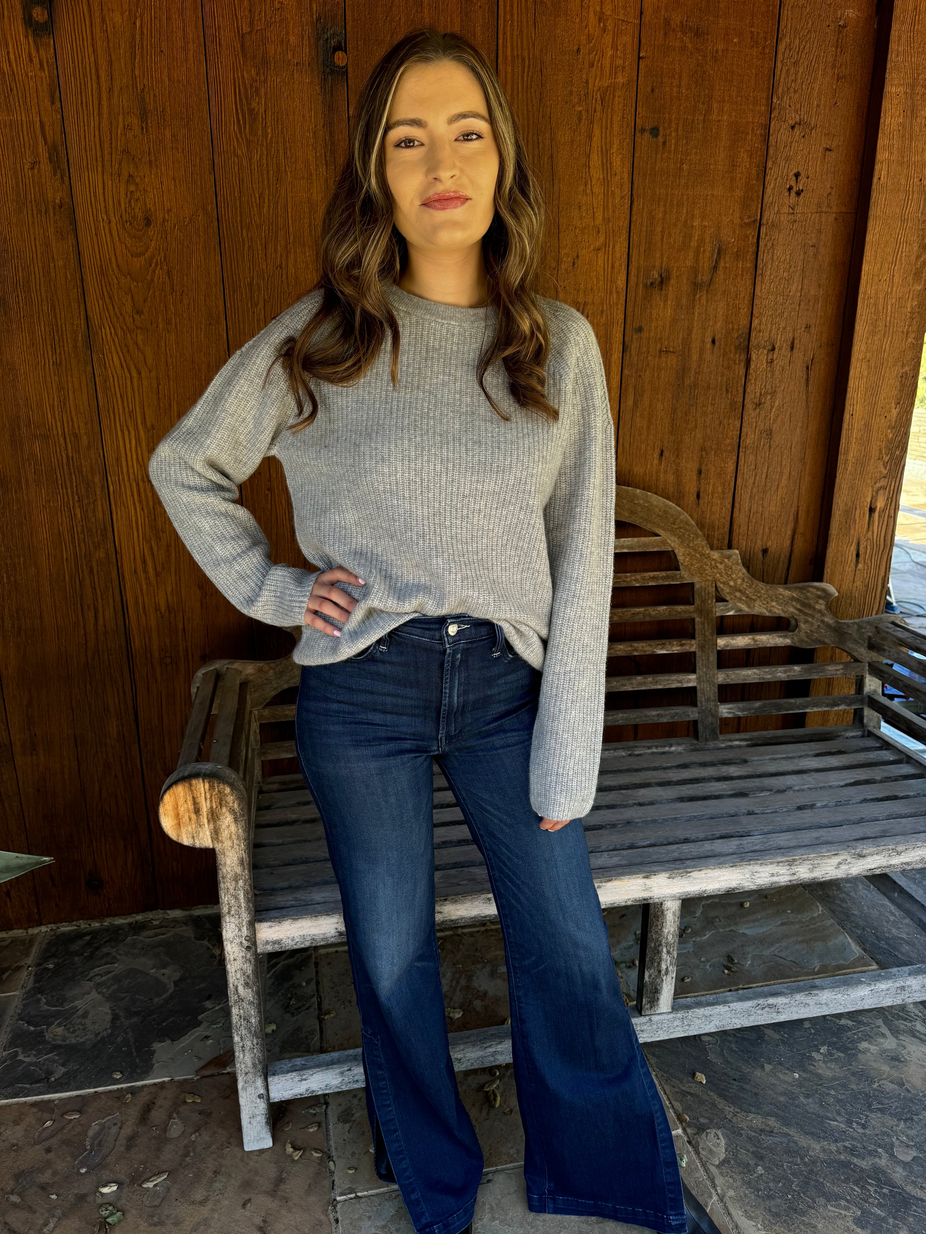 Cashmere Rib Pullover - Heather Grey