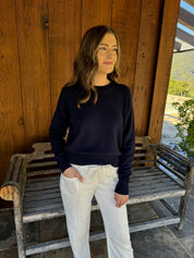 Luxe Cotton Sweater - Ocean Blue