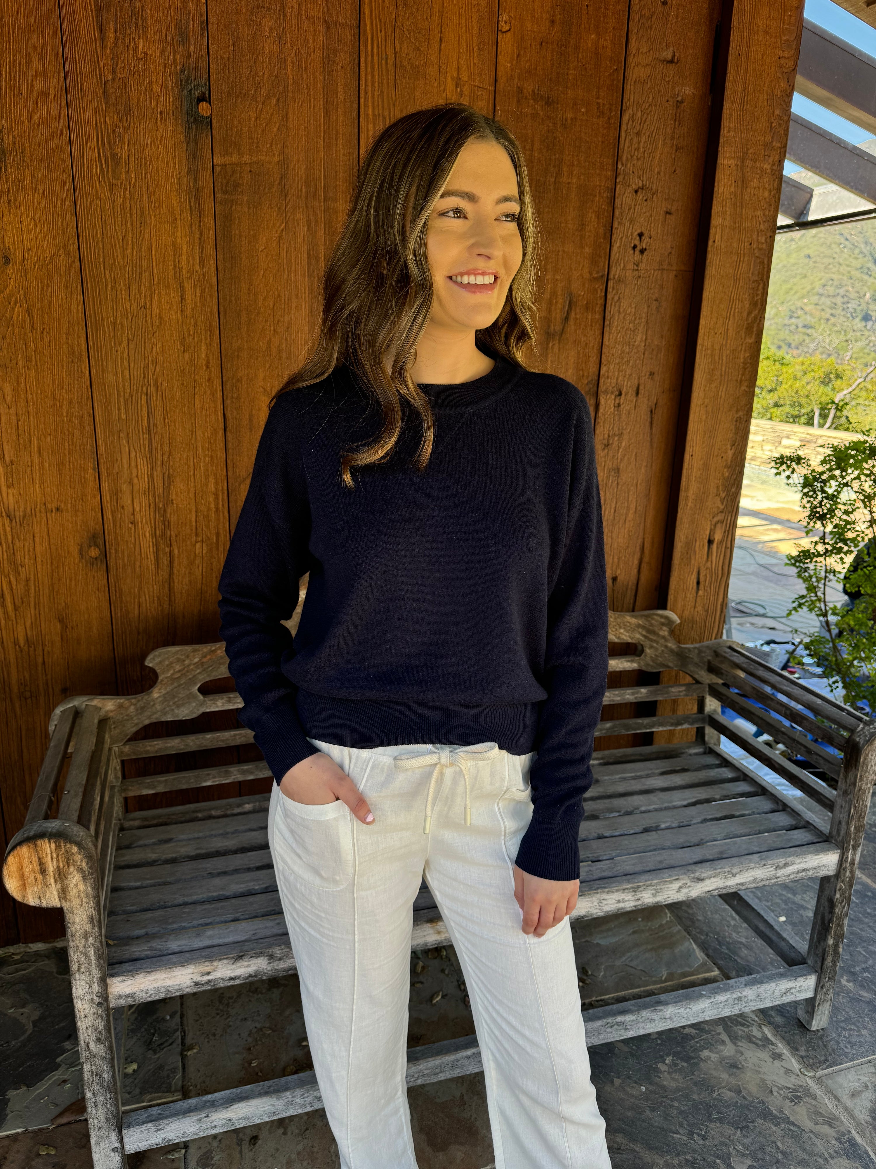 Luxe Cotton Sweater - Ocean Blue