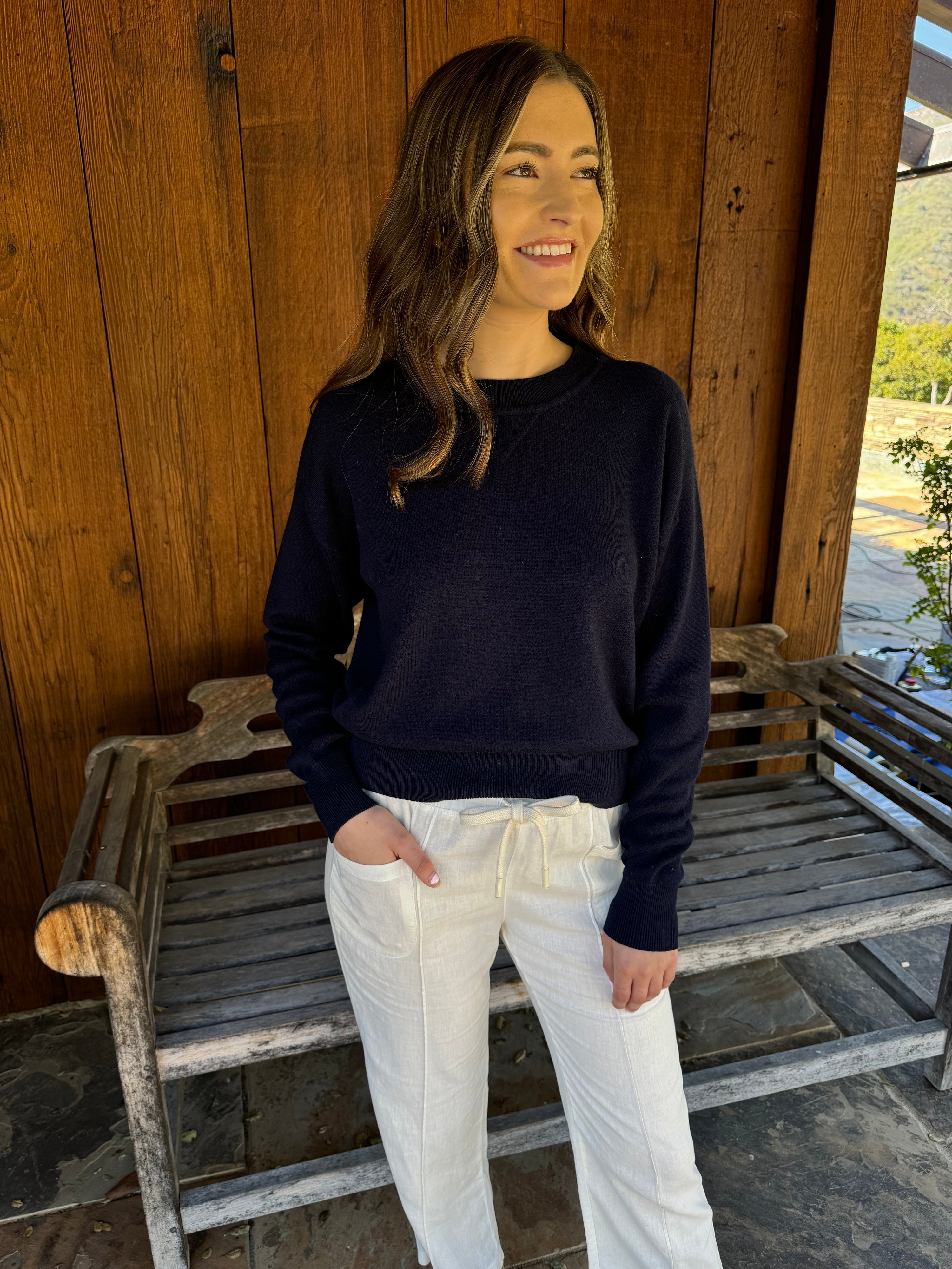 Luxe Cotton Sweater - Ocean Blue