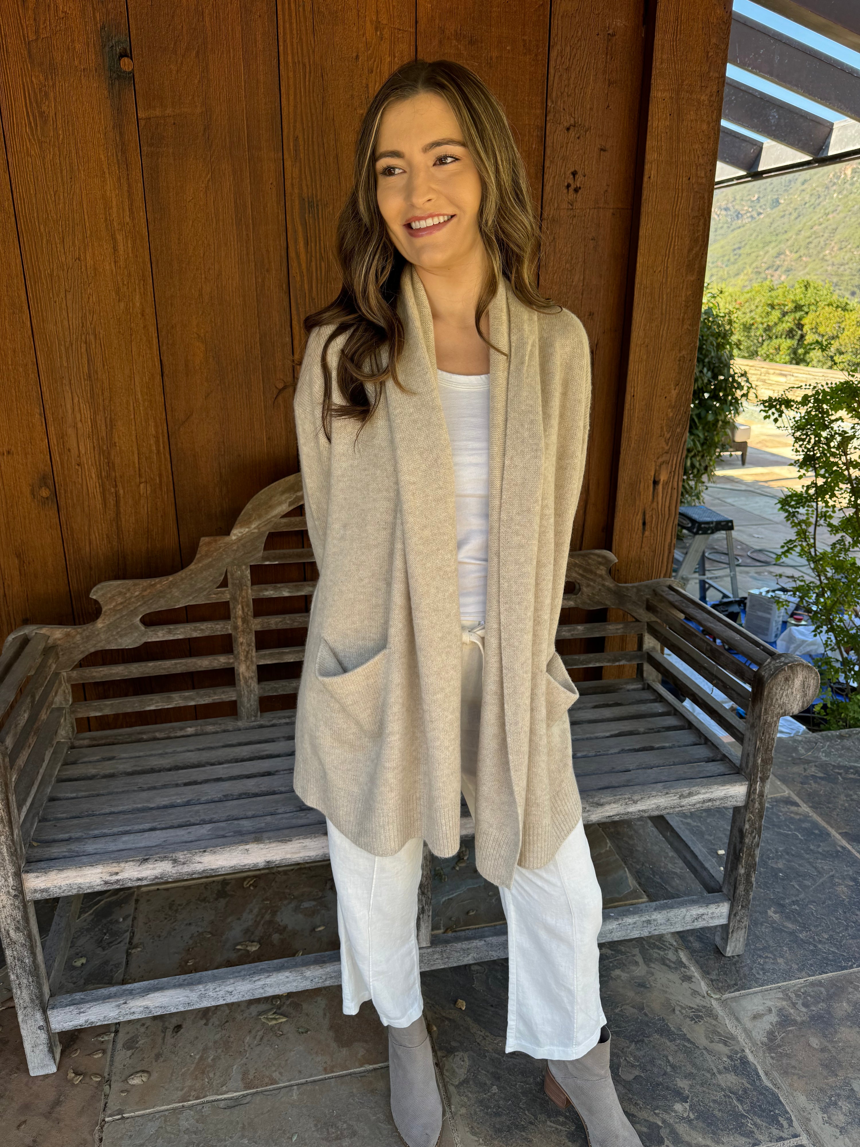 Softest Cashmere Cardigan Coat - Sand