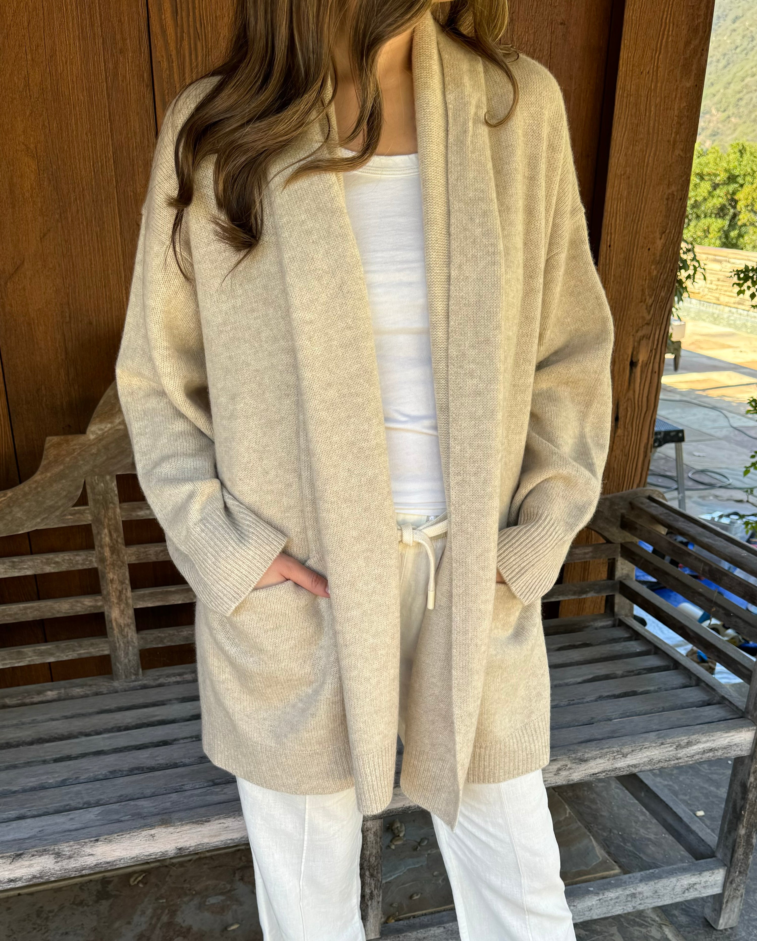 Softest Cashmere Cardigan Coat - Sand