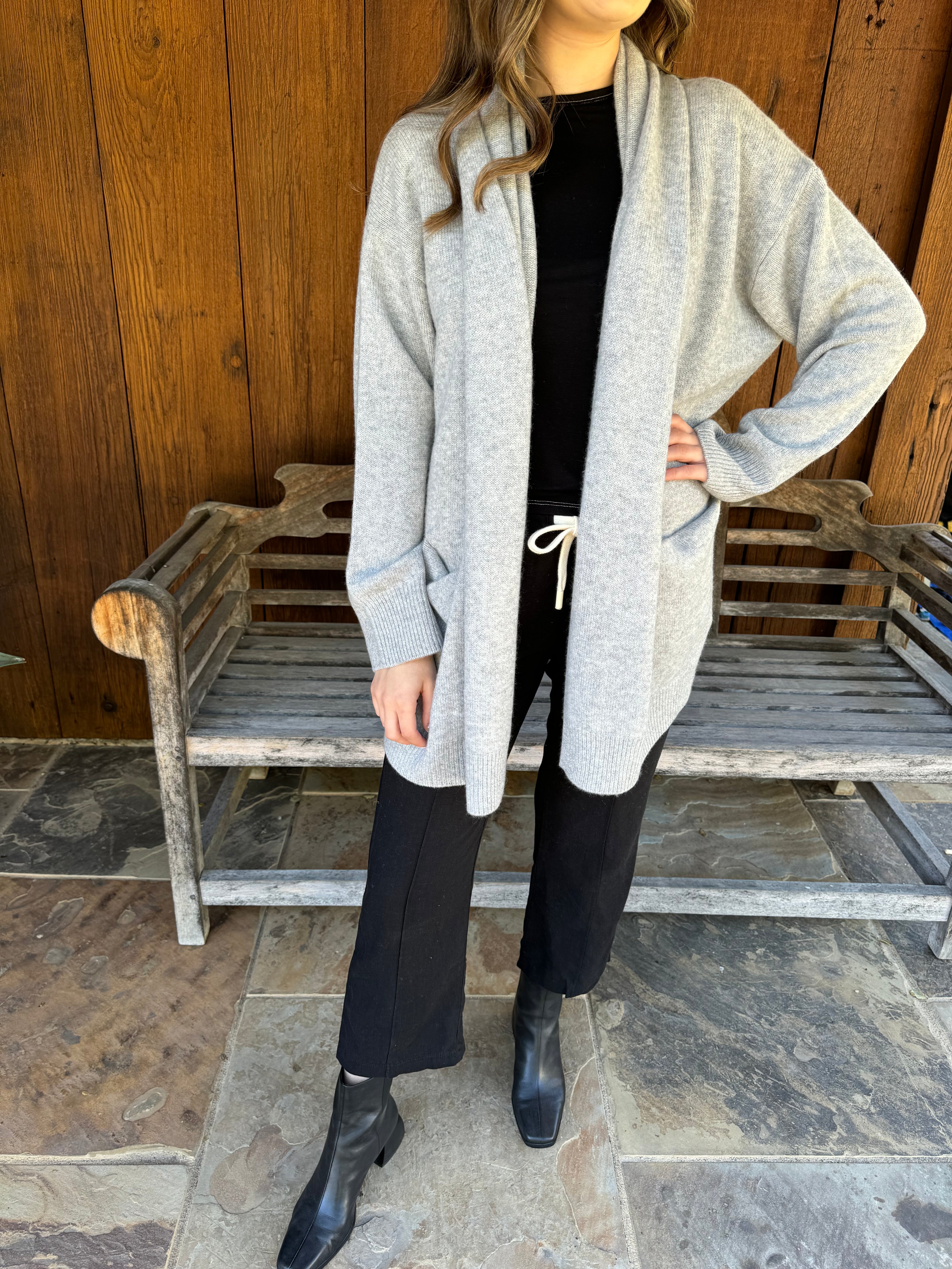 Softest Cashmere Cardigan Coat - Heather Grey