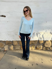 Softest V-neck Long Sleeve Tee - Sky Blue