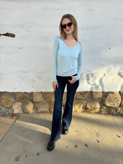 Softest V-neck Long Sleeve Tee - Sky Blue