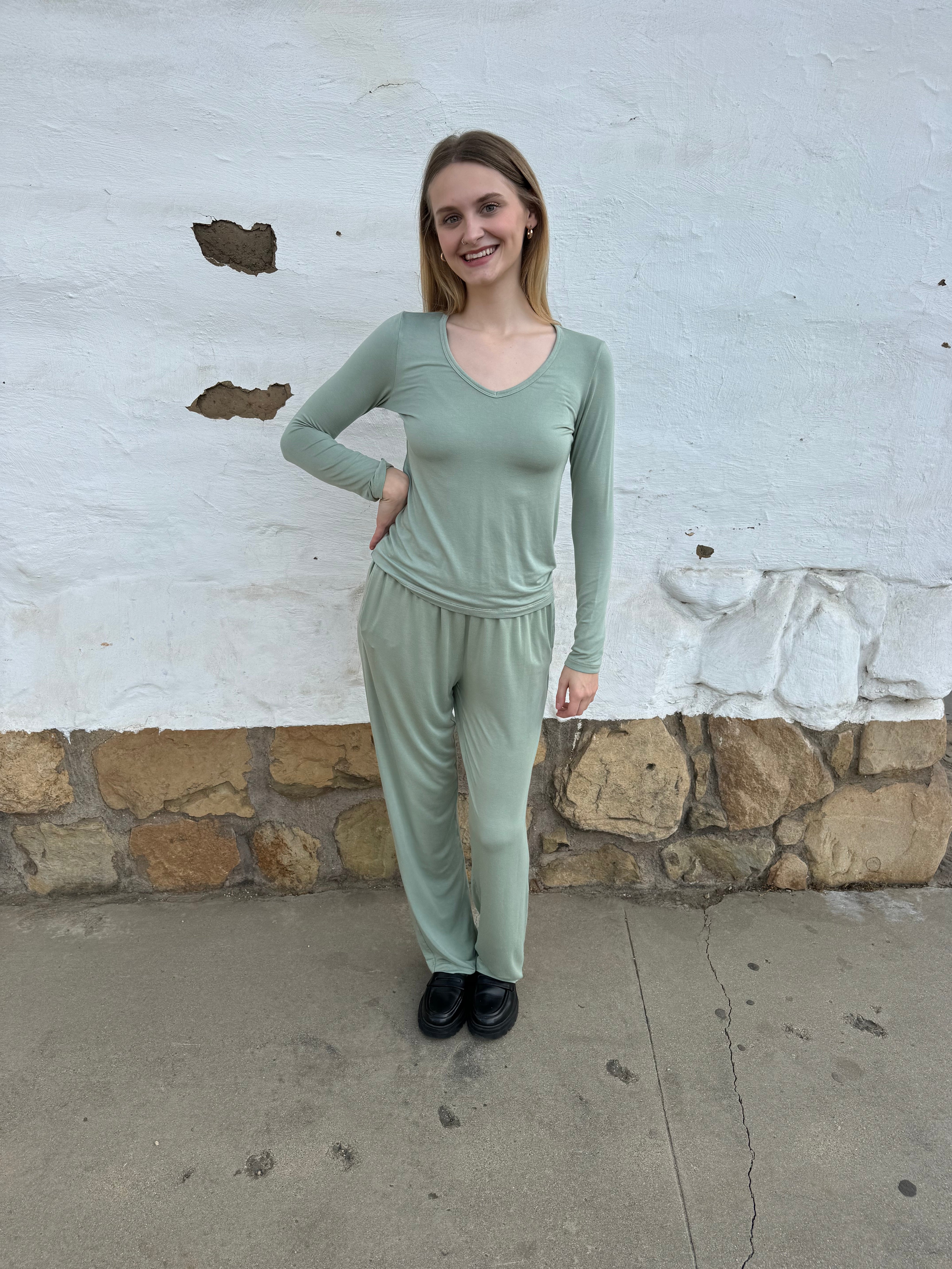 Softest Spa Pants - Agave Green