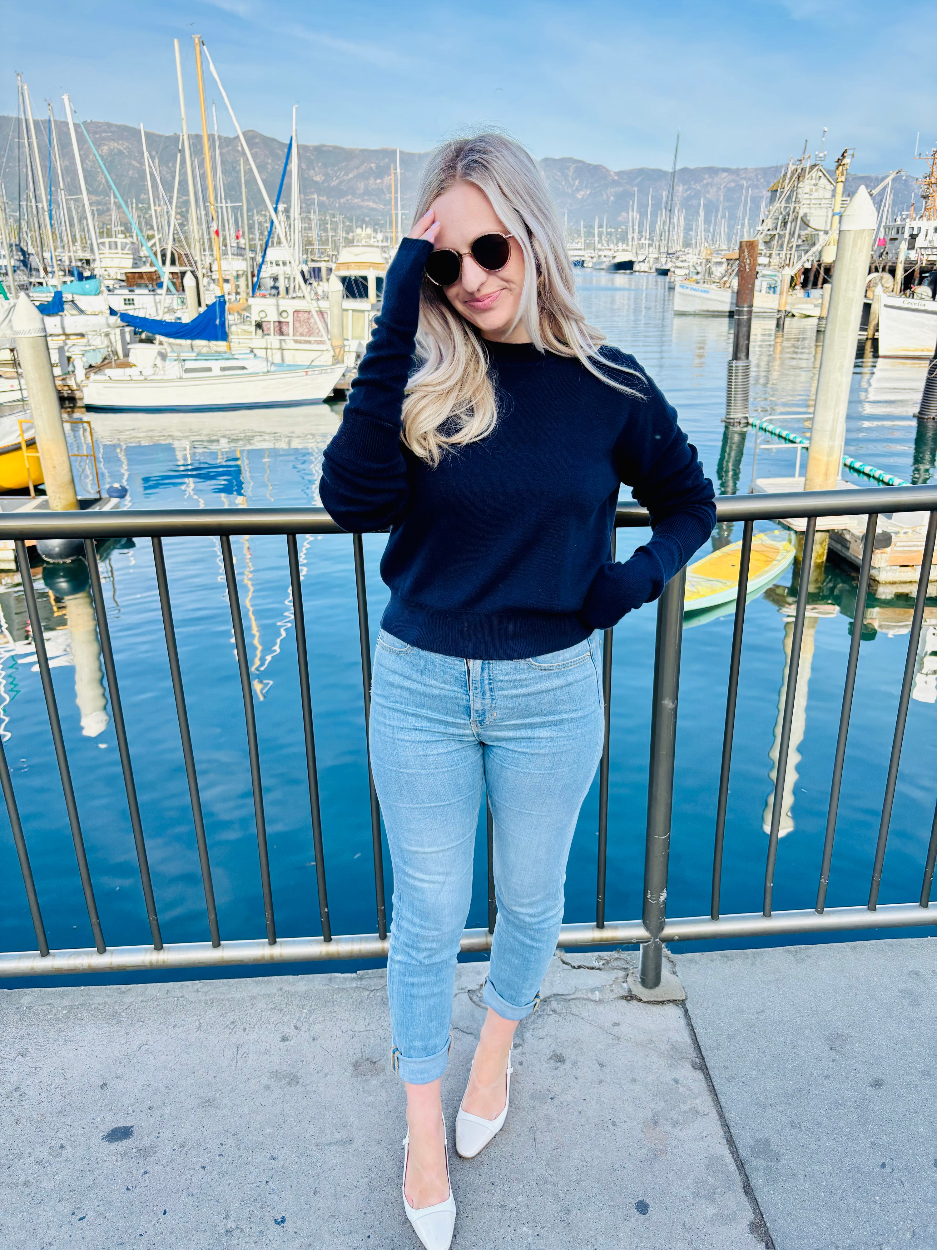 Luxe Cotton Sweater - Ocean Blue