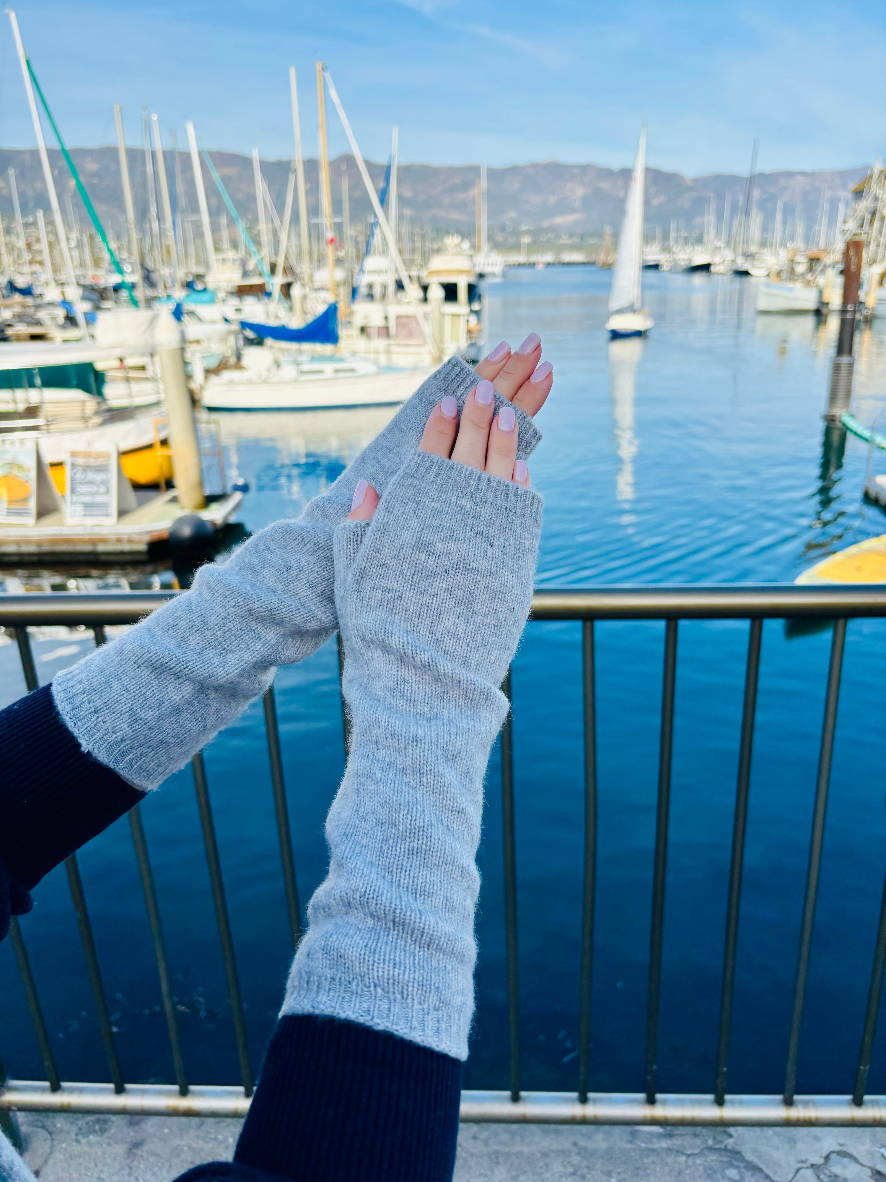 Softest Cashmere Fingerless Gloves - Heather Grey