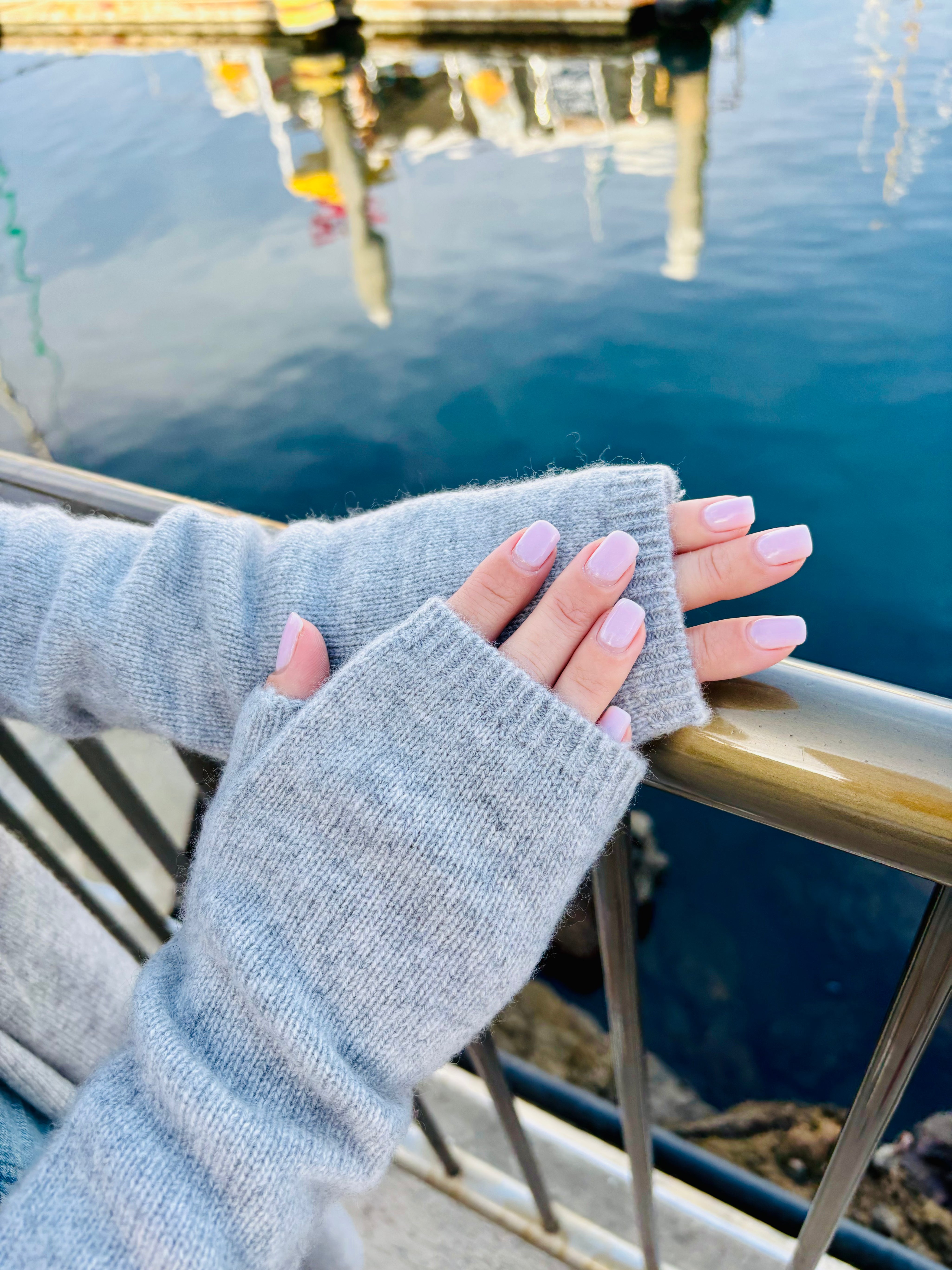 Softest Cashmere Fingerless Gloves - Heather Grey