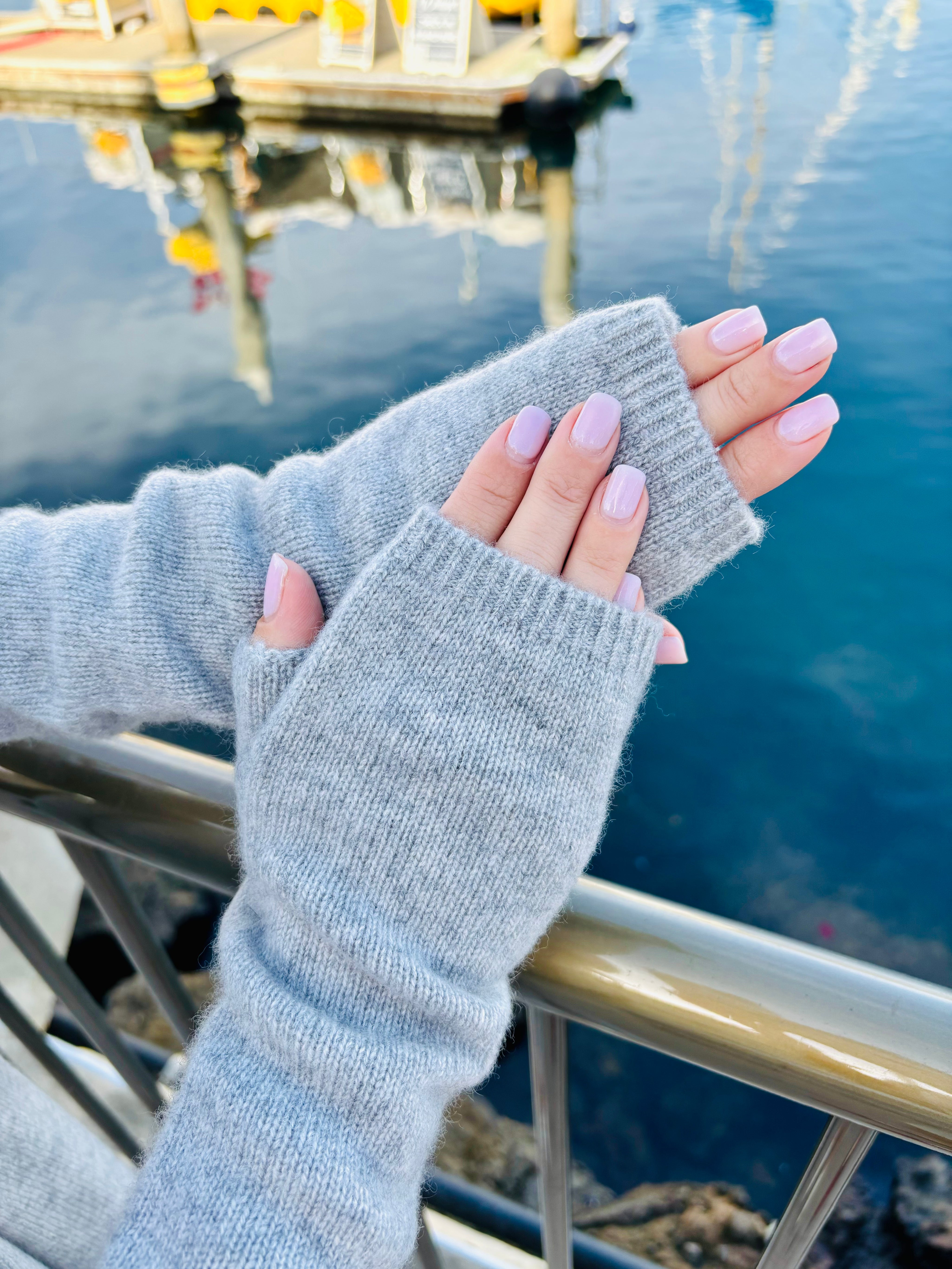 Softest Cashmere Fingerless Gloves - Heather Grey