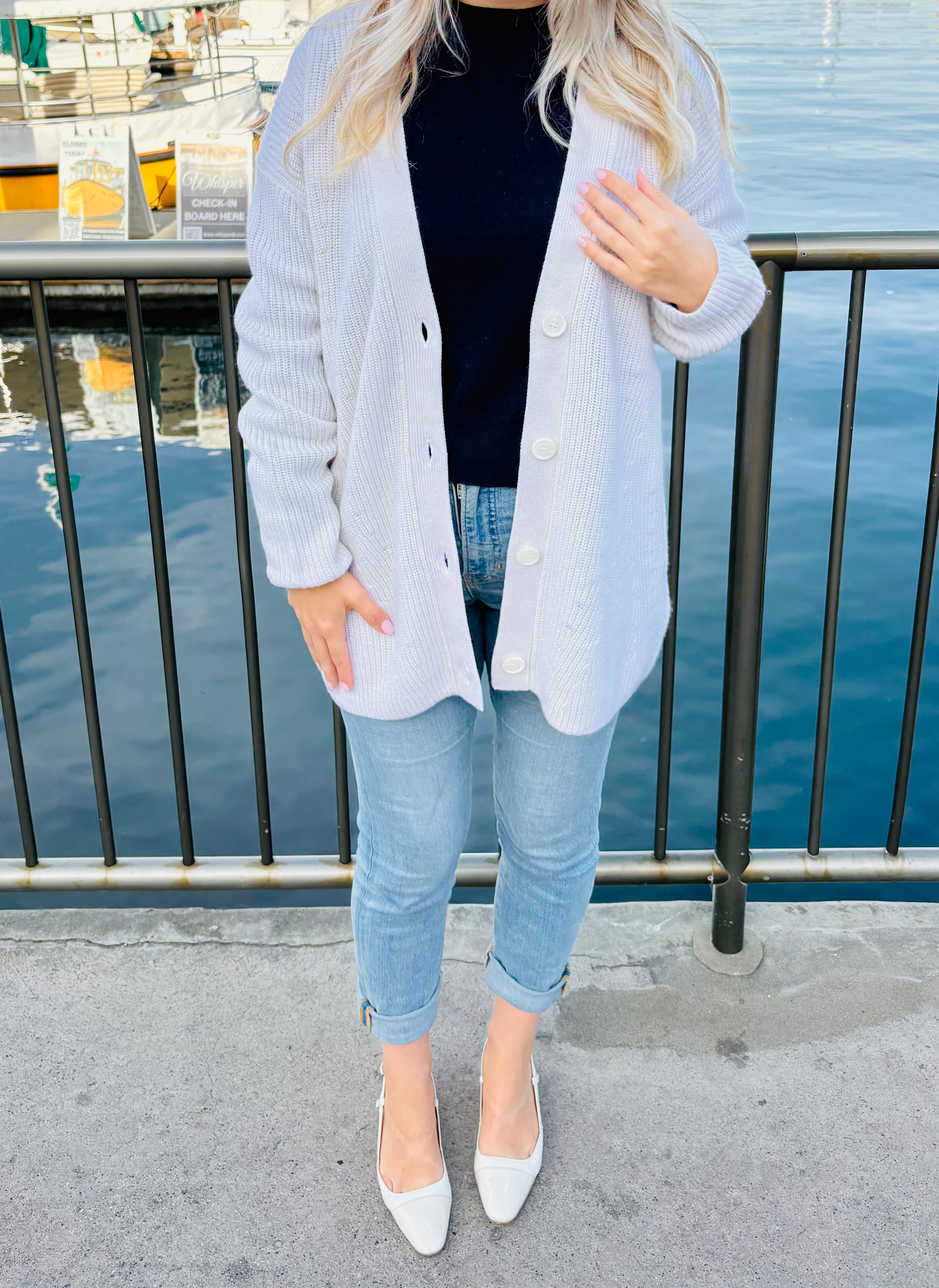 Cashmere Rib Cardigan - Coconut