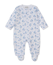 Whale Pods Zip Footie - Blue