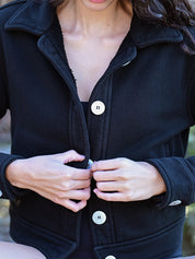 Cotton Fleece Jacket - Black