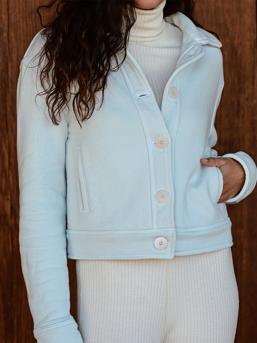 Cotton Fleece Jacket - Sky Blue