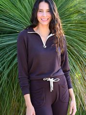 Soft Fleece Quarter Zip - Coffee