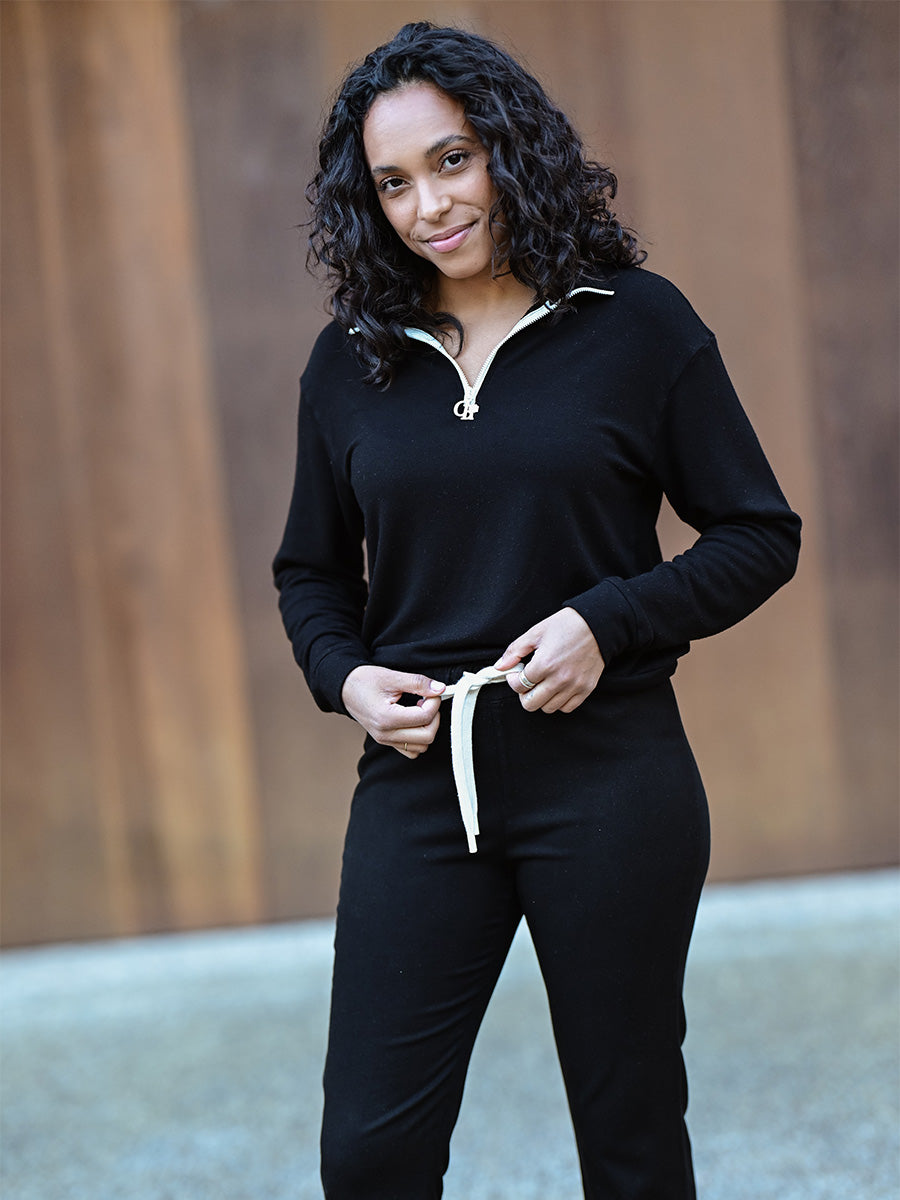 Soft Fleece Quarter Zip - Black