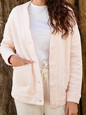 Cotton Fleece Cardigan - Pink Rose