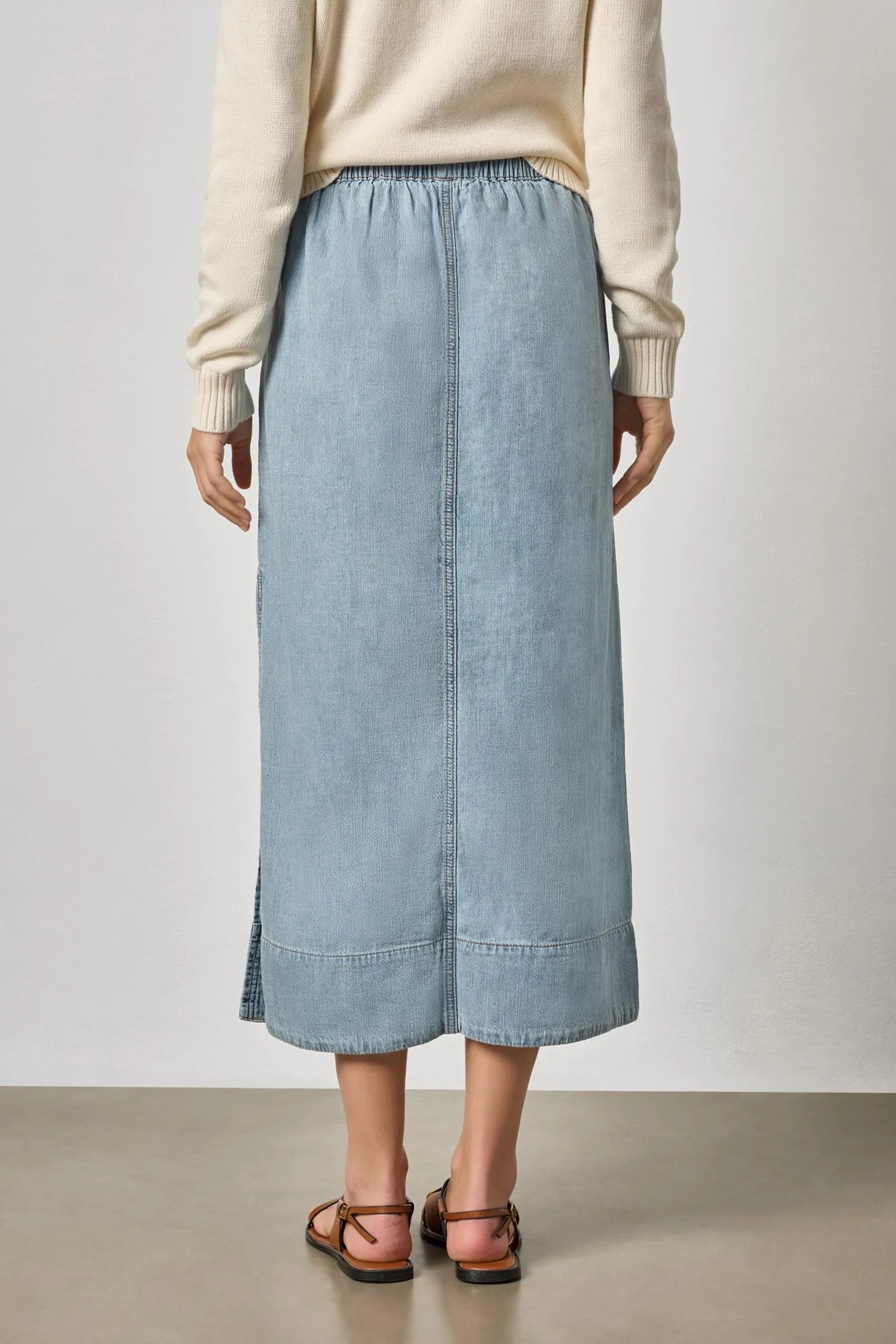 Denim Drawcord Skirt - Blue Wash