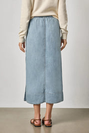 Denim Drawcord Skirt - Blue Wash