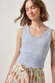 Cropped Scoop Tank Sweater - Clearwater