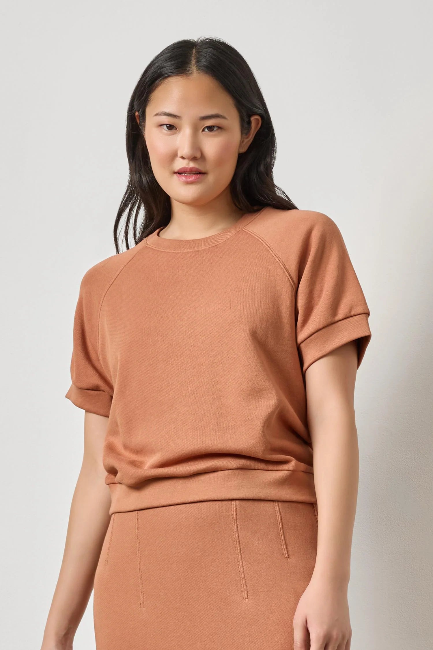 Short Sleeve Terry Sweatshirt - Carob