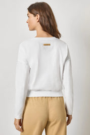 Rib Trim Cardigan - White