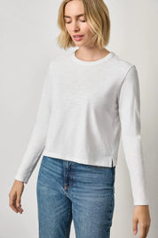 Long Sleeve Cropped Boyfriend - White