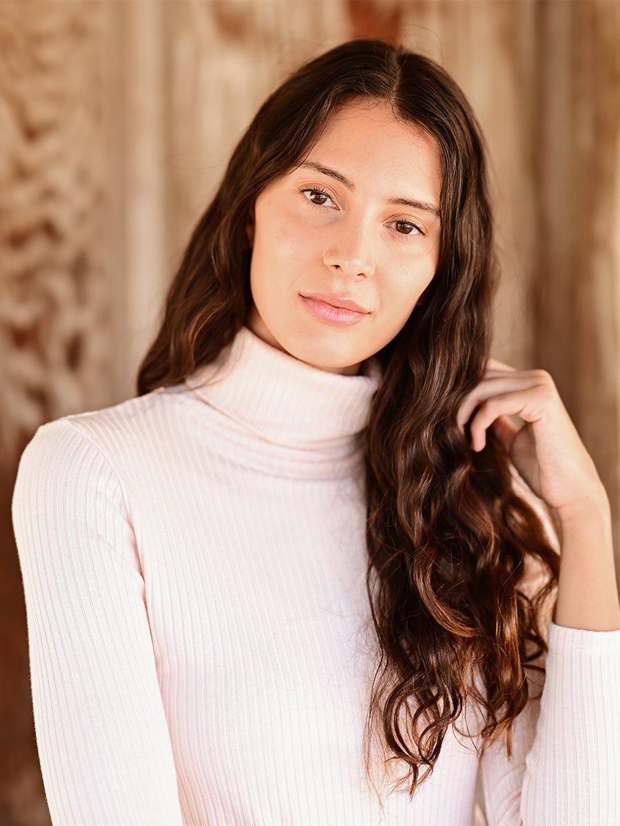 Soft Rib Turtleneck - Pink Rose