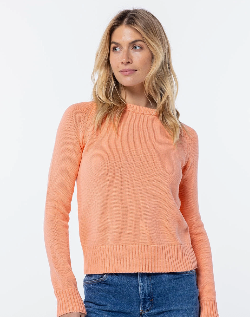 Cotton Silk Crew - Coral