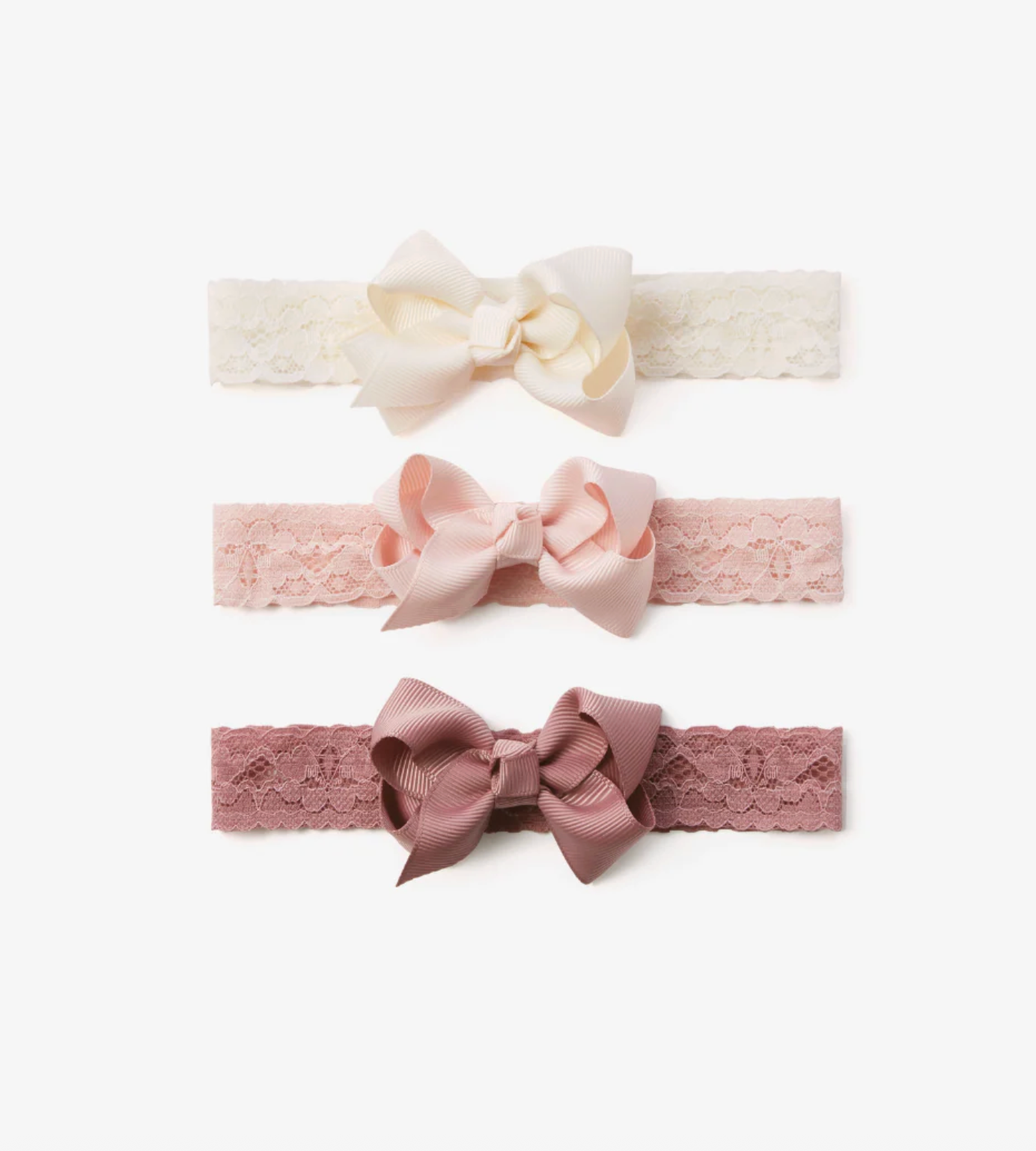 Mauve Lace Baby Girl Headbands 3pk