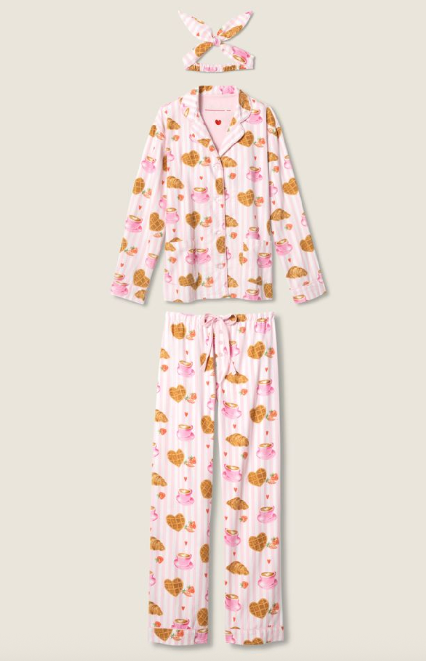 Brunch Club Breakfast 3-Piece Flannel PJ Set