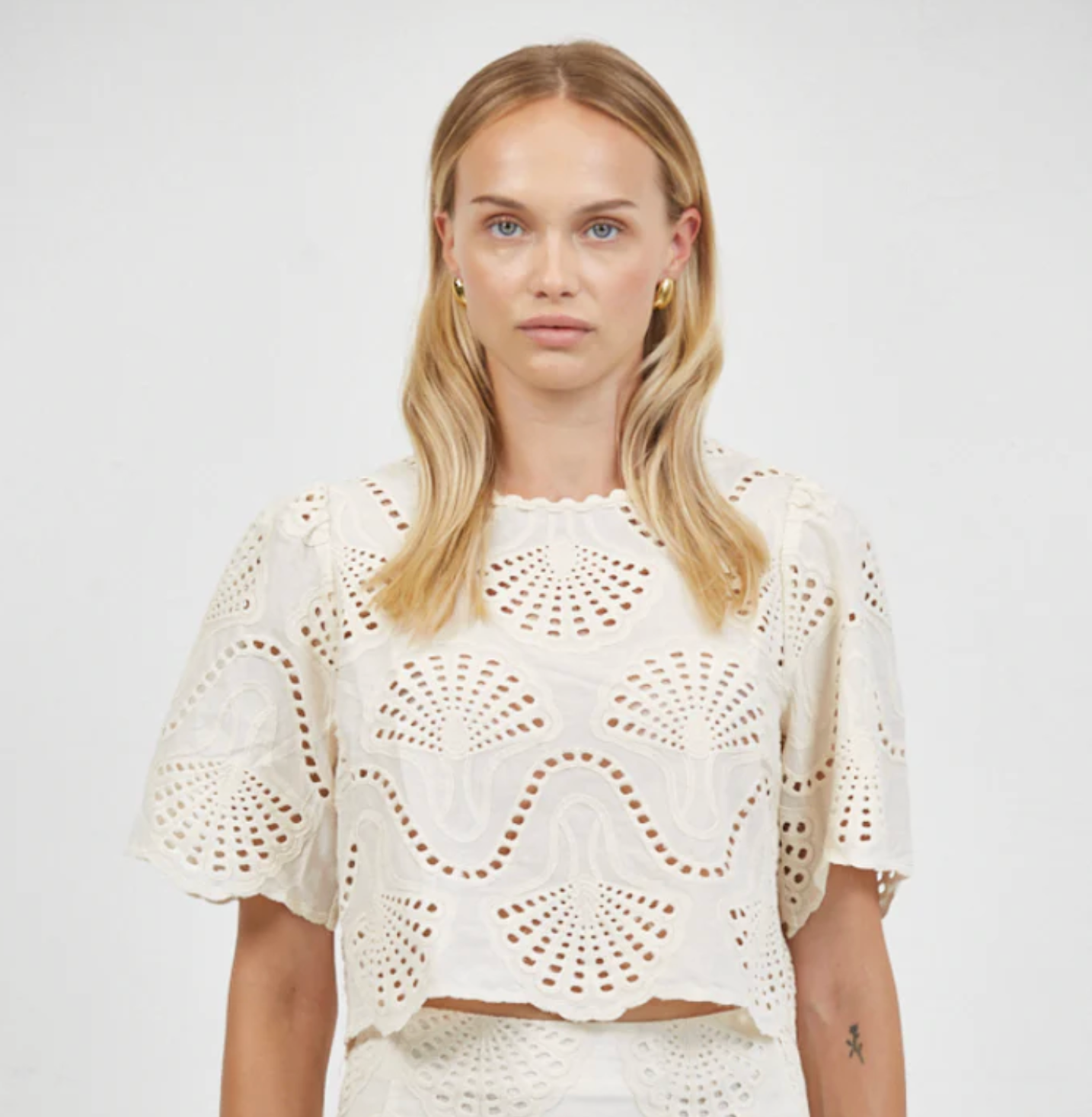 Cannes Eyelet Top - Natural