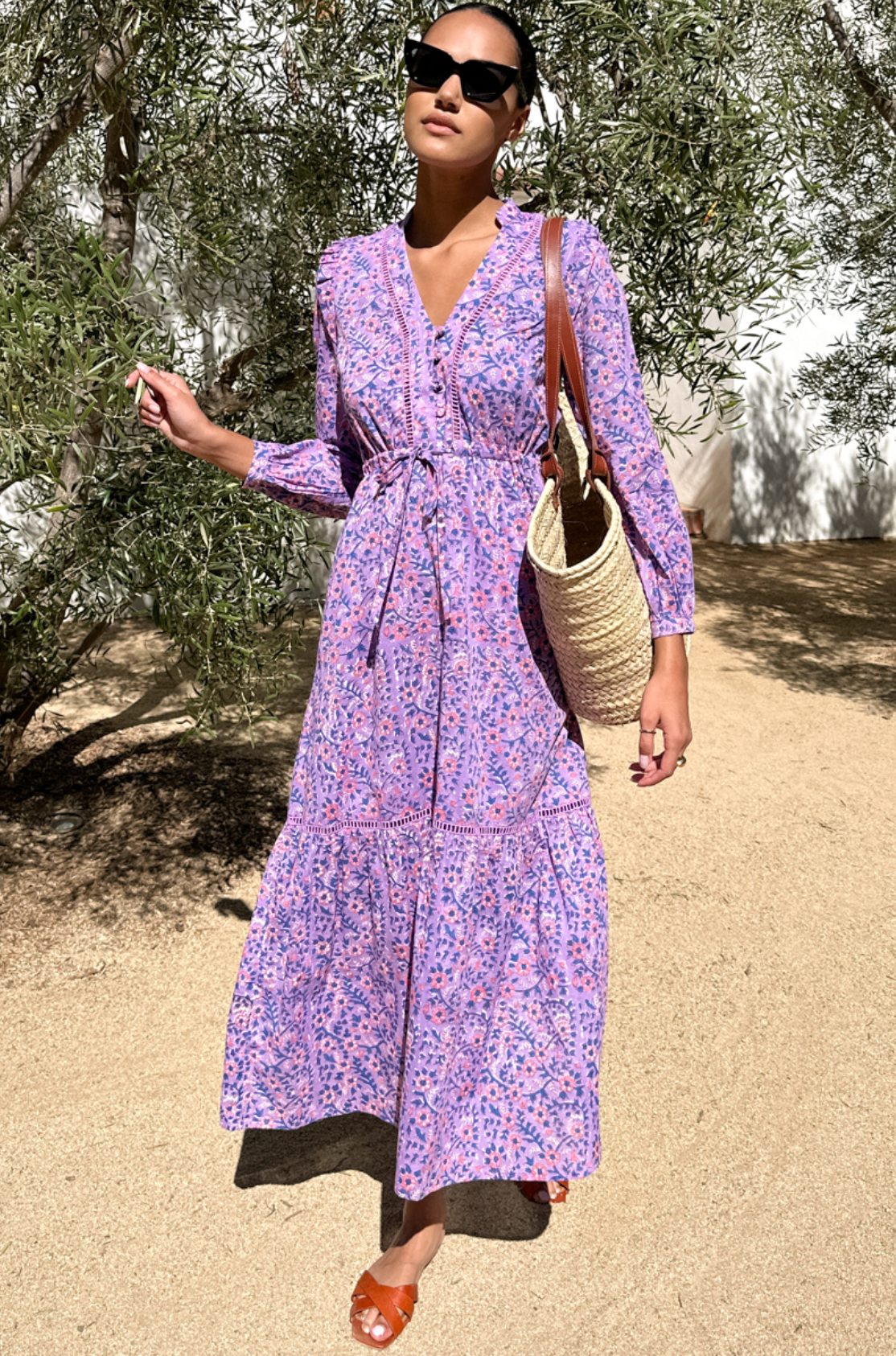Frances 4 V Dress -Violet Wildflower Organic