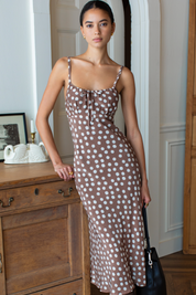 Amy Bias Sundress - Large Dots Cocoa + Pearl