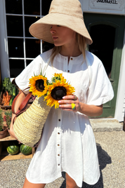 Bastille Short Dress - Star White Linen
